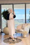 15200 İki Renkli Fermuarlı Kap Bej