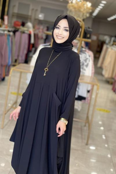 1686 Tuğçe Elbise Siyah