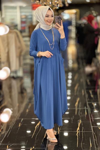 1686 Tuğçe Elbise İndigo