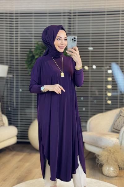 1735 Sandy Yarasa Kol Tunik Mor