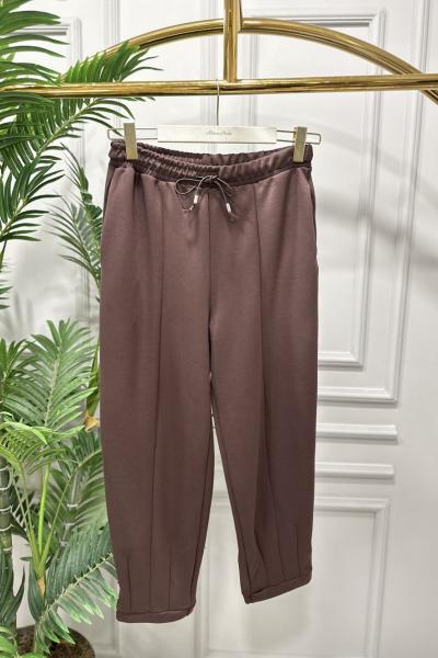 18221 Osyho Paça Parça Ve Dikişli Pantolon Kahve