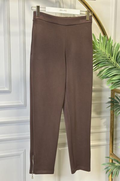 18225 Osyho Paçası Fermuarlı Pantolon Kahve