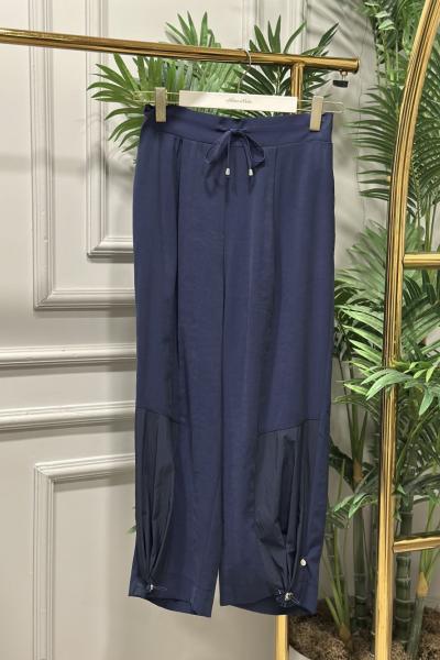 18287 Paçası Parça Ve Lastik Geçmeli Pantolon Lacivert