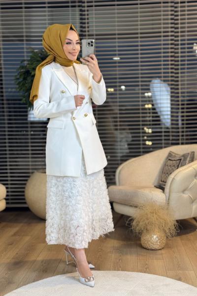 2010 Blazer Ceket  Ekru