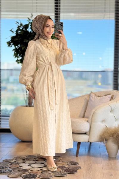 20100 Oscarlı Elbise Bej