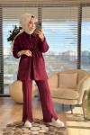 2121 Ön Bağcıklı Ve Cepli Takım Bordo