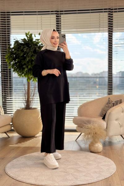 22629 Osyho Ön Cep Ve Dikiş Detaylı Takım Siyah