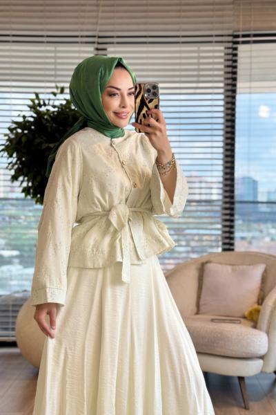 22872 Üstü Fisto Nakışlı Takım Mint