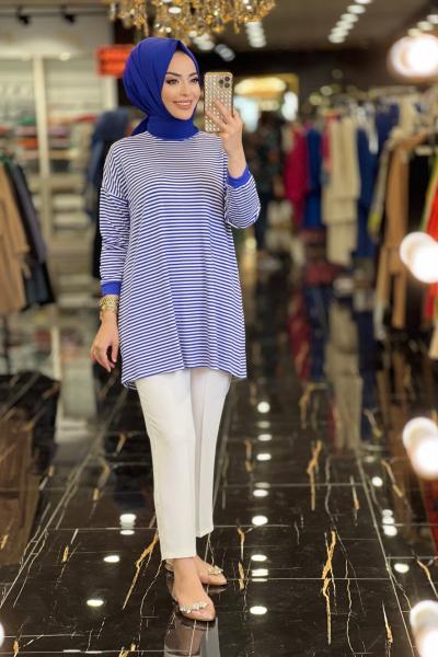 24093 Çizgili Tunik Saks