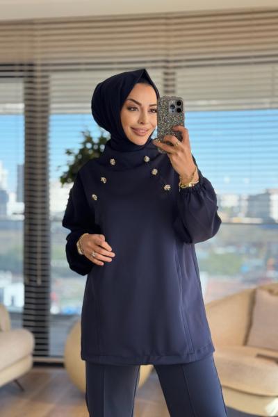 24134 Çiçek Tunik Lacivert