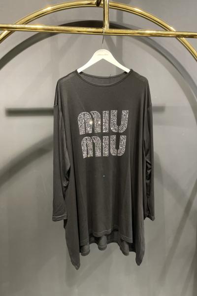 24277 Önü Taş Yazılı Tunik Siyah