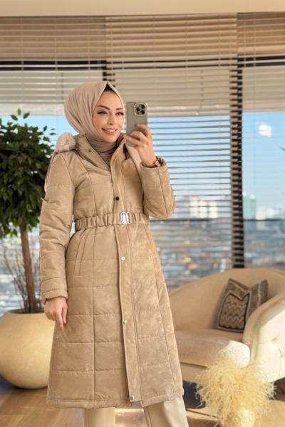 2459 Batik Desen Kapitone Kaban Bej