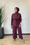250364 Bağcıklı Şık Modern Pantolon Takım Bordo