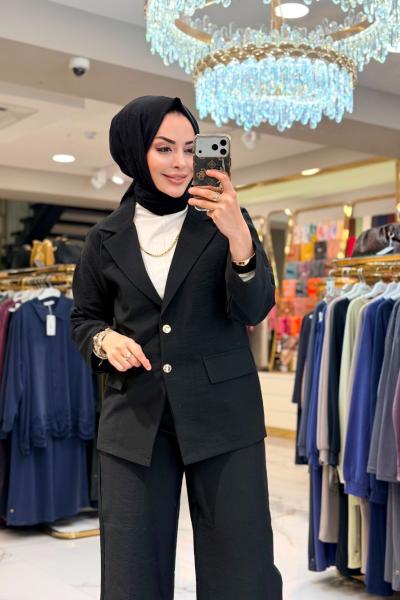 250369-1 Günlük Pantolon Ceket Takım Siyah