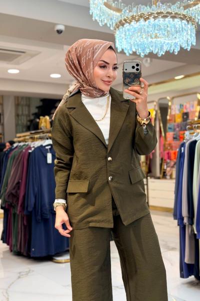250369-1 Günlük Pantolon Ceket Takım Haki