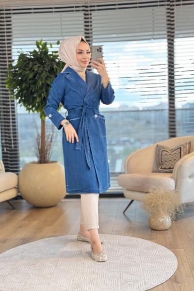 2507 Tencel Kruvaze Reglan Kap Mavi