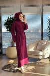 25196 Taş Detaylı Triko Elbise Bordo