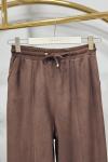 25553 Paçası İki Düğmeli Pantolon Kahve