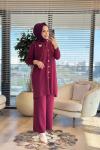 2560 Hırkalı Triko Takım Bordo