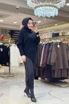 2574 Asimetrik Triko Tunik Siyah