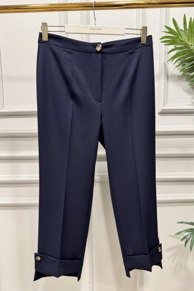 26065 Paçası Kalın Parçalı Pantolon Lacivert