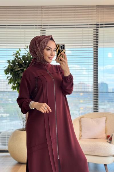 26659 Roba Parça Ön Fermuar Krep Takım Bordo