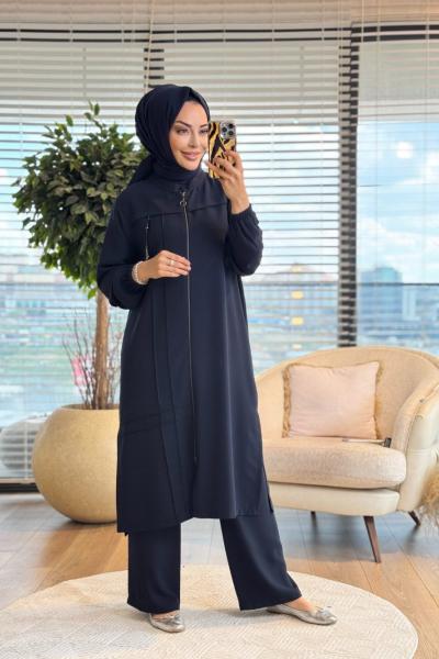 26659 Roba Parça Ön Fermuar Krep Takım Lacivert