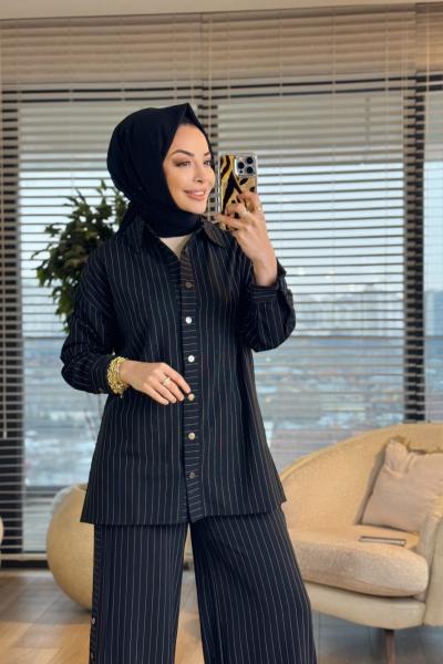 26QW8007 GoodWill Takım Siyah Çizgili