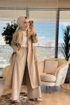 26YT706 Dört Düğme Kemerli Trenç Bej