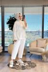 2755 Dikiş Detaylı Yırtmaçlı Sweat Ekru