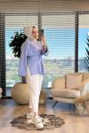 2755 Dikiş Detaylı Yırtmaçlı Sweat Bebe Mavi