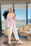 2755 Dikiş Detaylı Yırtmaçlı Sweat Pembe