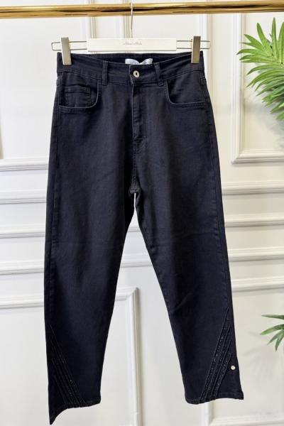 2801 Paçası Verev Dikişli Kot Pantolon Siyah