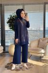 281 Kupra Desenli Tunik Lacivert