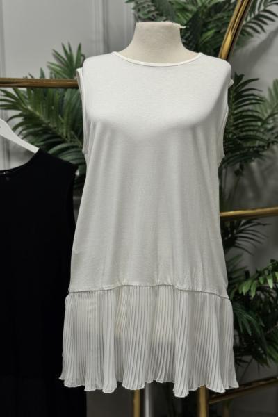 2865 Etek Ucu Şifon Piliseli İçlik Ekru