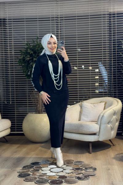 2964 Angora Etekli Takım Siyah