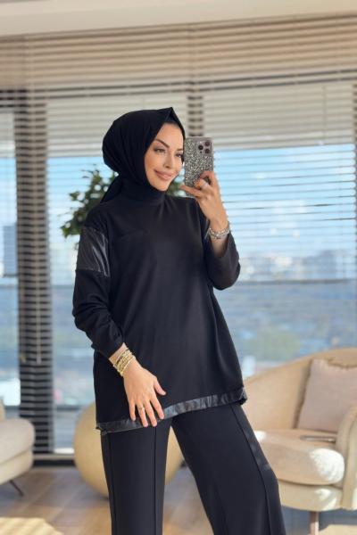 3060 Garni Detaylı Takım Siyah