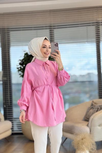 313-3 Tencel Roba Dikişli Gömlek Pembe