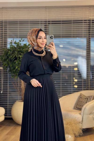 32174 Klasik Cepli Gömlek Siyah