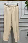 3229 Beli Lastikli Pantolon Bej