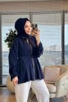 3238 Apolet Detaylı Fermuarlı Ceket Lacivert