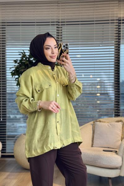 3241 Cep Detaylı Bağcıklı Kap Yağ Yeşili