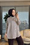 3311 Simli Kalın Çizgili Gömlek Kahve