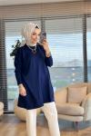 3399 Yarasa Kol Triko Tunik Lacivert