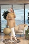 3399 Yarasa Kol Triko Tunik Camel