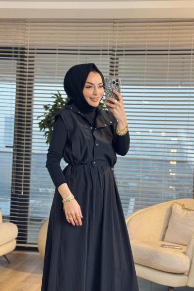 34364 Çıkma Yelekli Spor Takım Siyah