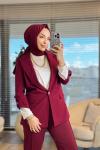 34720 Taşlı Kol Detaylı Ceket Bordo