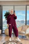 35097 Yüksek Baskı Ve Etiket Detaylı Takım Bordo