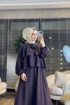 35294 Volan Detaylı Bluz Takım Kahve