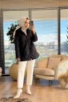 35424 Kapşonlu Şişme Mont Siyah